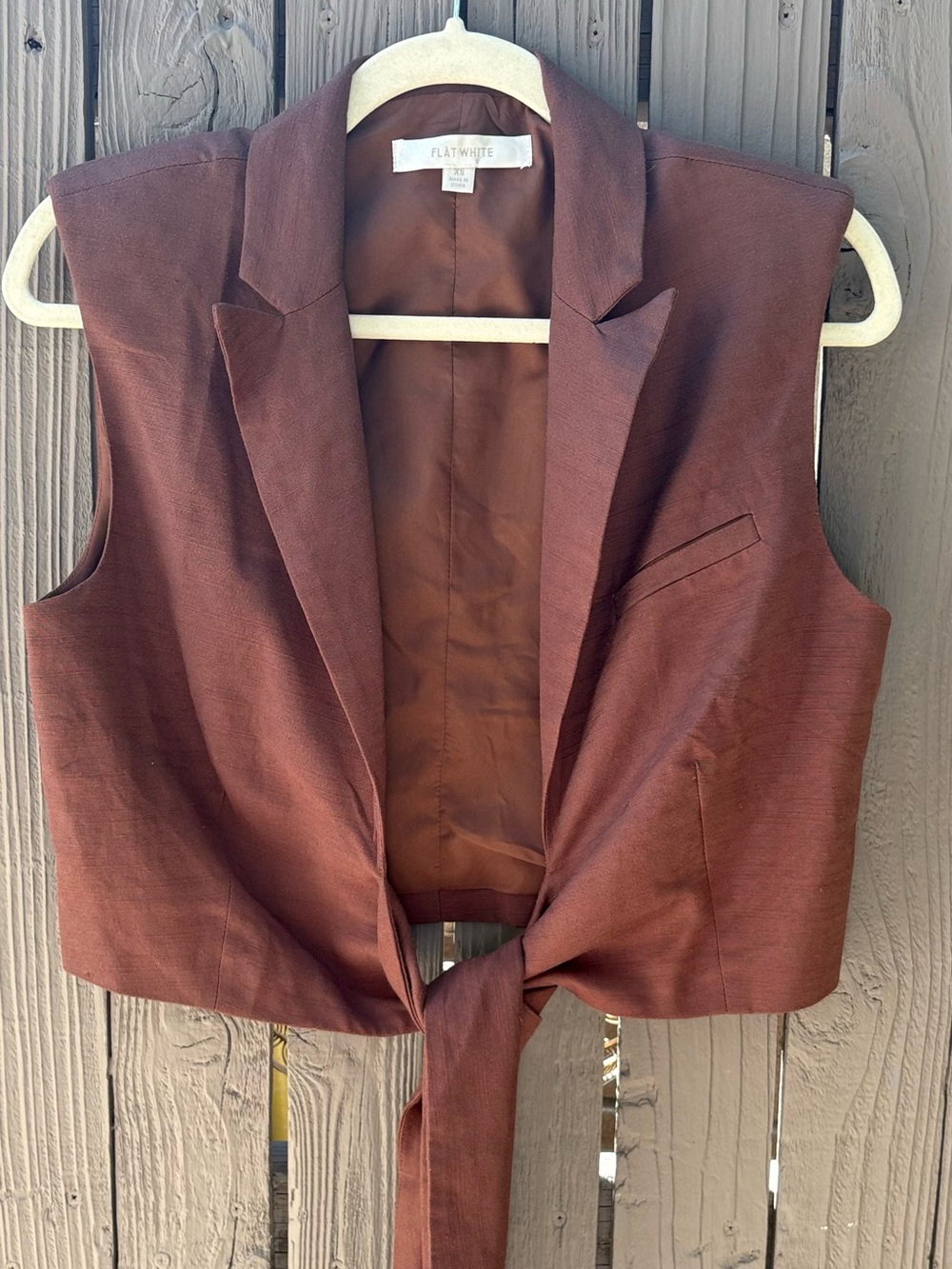 Women's Sleeveless Tie-Front Vest in Deep Brown